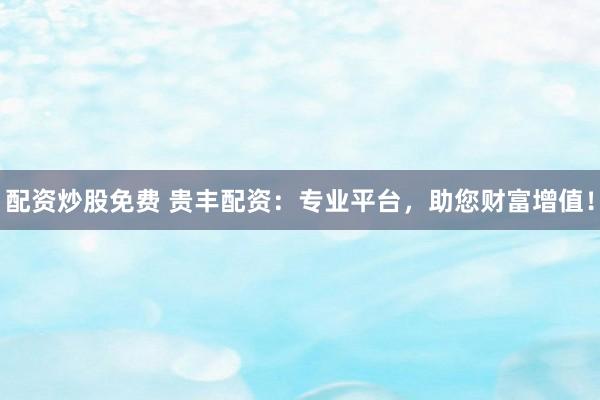 配资炒股免费 贵丰配资：专业平台，助您财富增值！