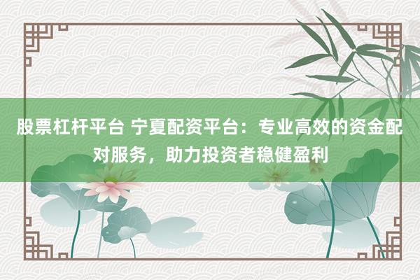 股票杠杆平台 宁夏配资平台：专业高效的资金配对服务，助力投资者稳健盈利