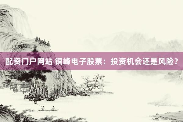 配资门户网站 铜峰电子股票：投资机会还是风险？
