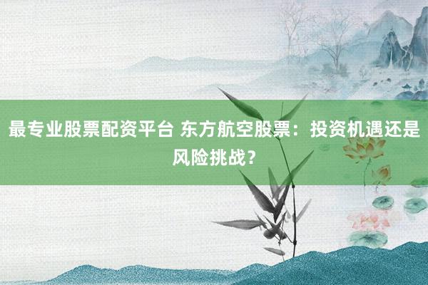 最专业股票配资平台 东方航空股票：投资机遇还是风险挑战？