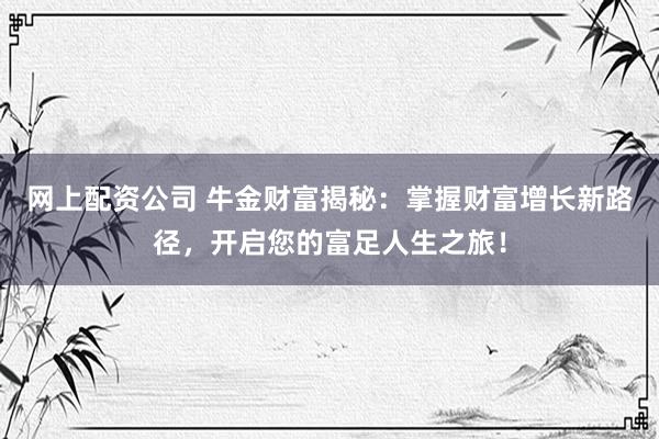 网上配资公司 牛金财富揭秘：掌握财富增长新路径，开启您的富足人生之旅！