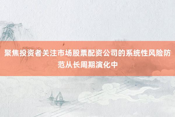 聚焦投资者关注市场股票配资公司的系统性风险防范从长周期演化中